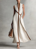 Maram - Vestido Maxi de Lino Sofisticado con Cinturón