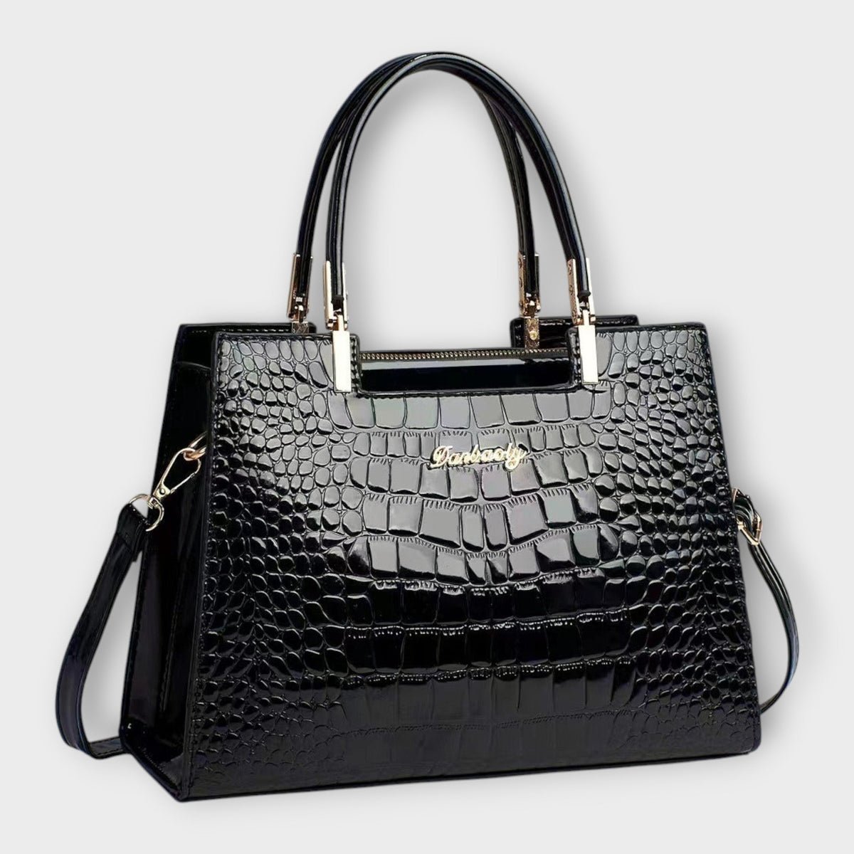 BOLSO CON ESTAMPADO DE COCODRILO BRILLANTE
