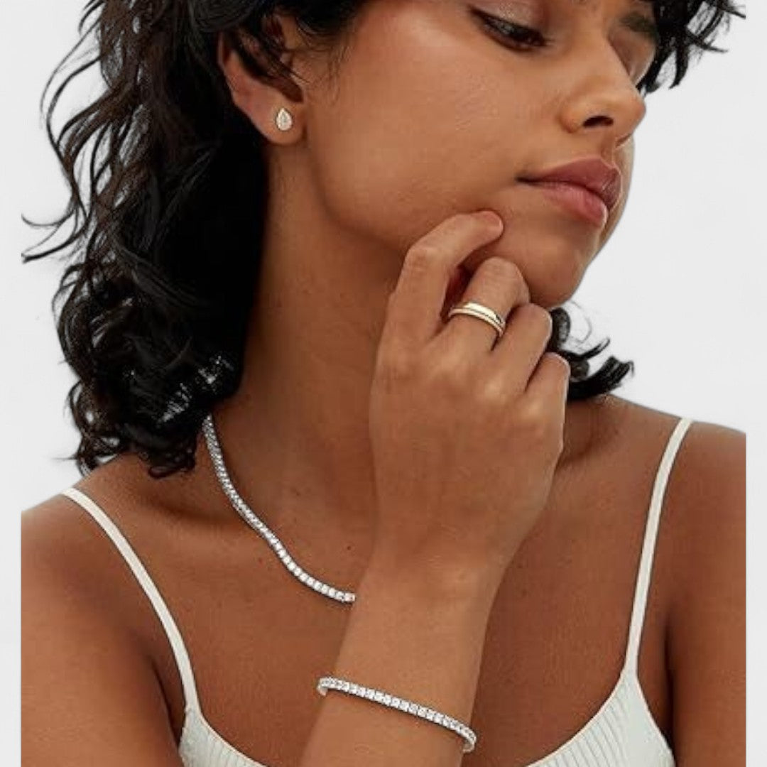 Liliana - Pulsera tipo tenis en oro blanco