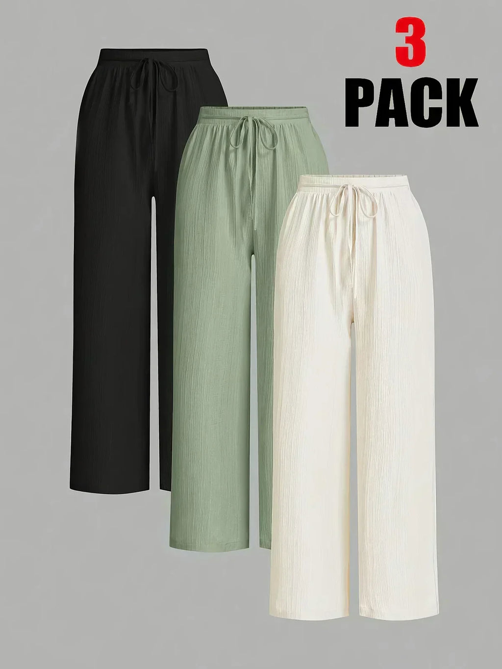 Myriam - Conjunto de 3 Pantalones Plisados Holgados