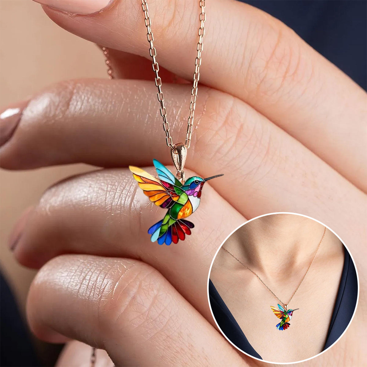 (GRATIS) Pendientes + Collar colibrí