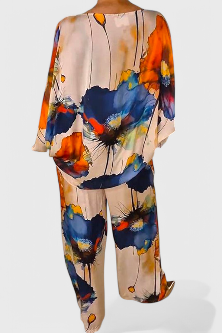 Karoline Conjunto Floral de Dos Piezas con Ajuste Relajado