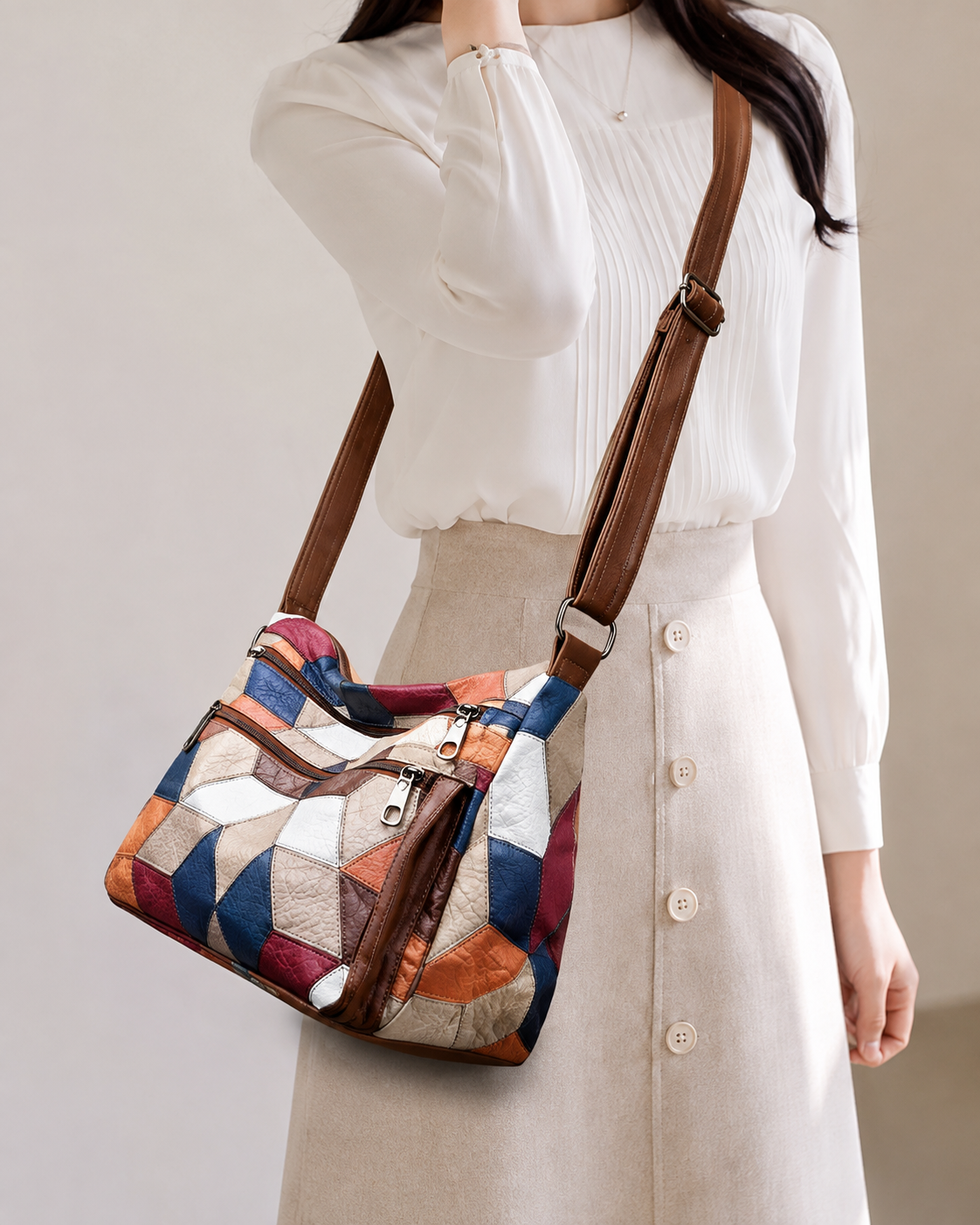 Elena - Bolso con Bandolera Elegante de Cuero Hecho a Mano