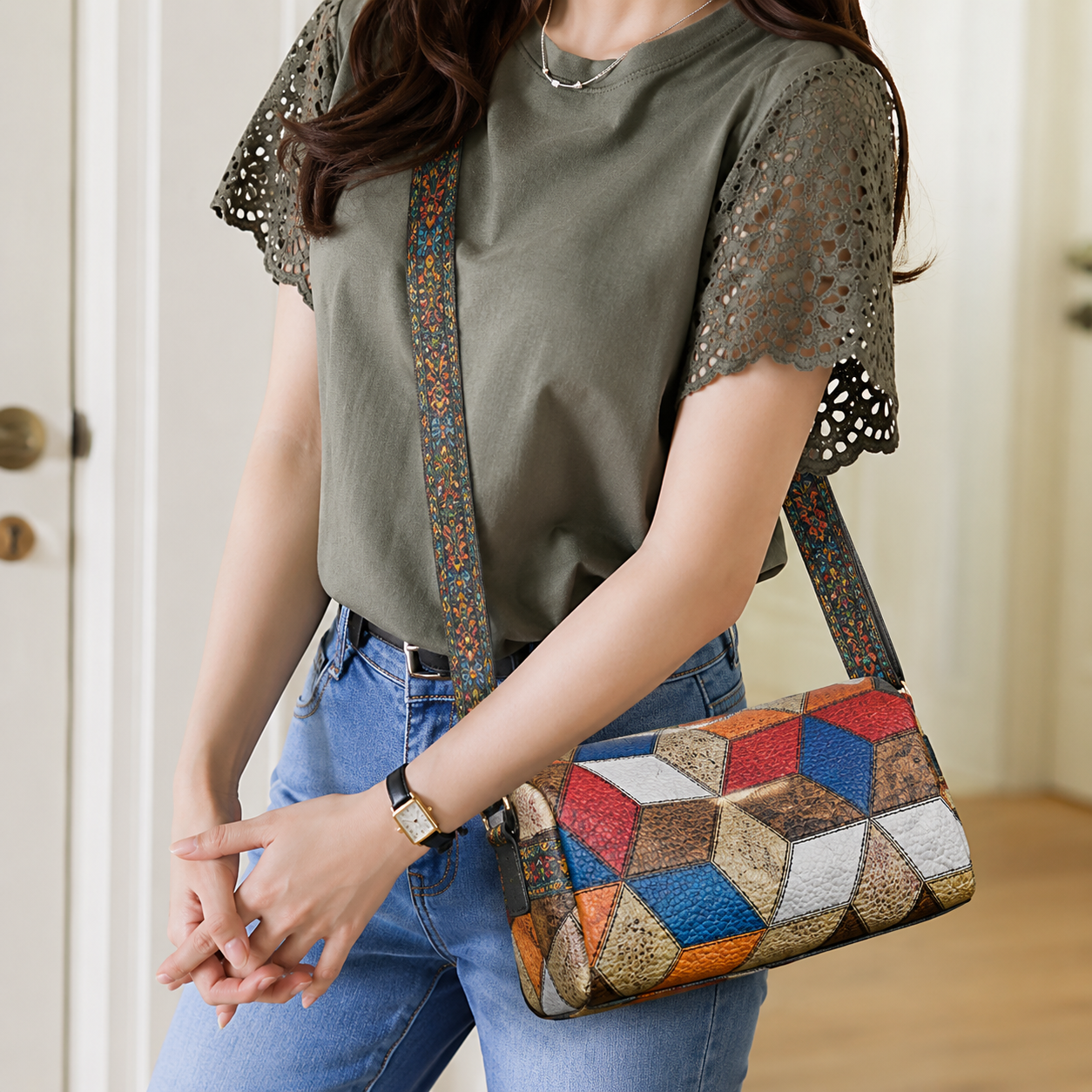 Josefina - Bolso con Bandolera Elegante de Cuero Hecho a Mano