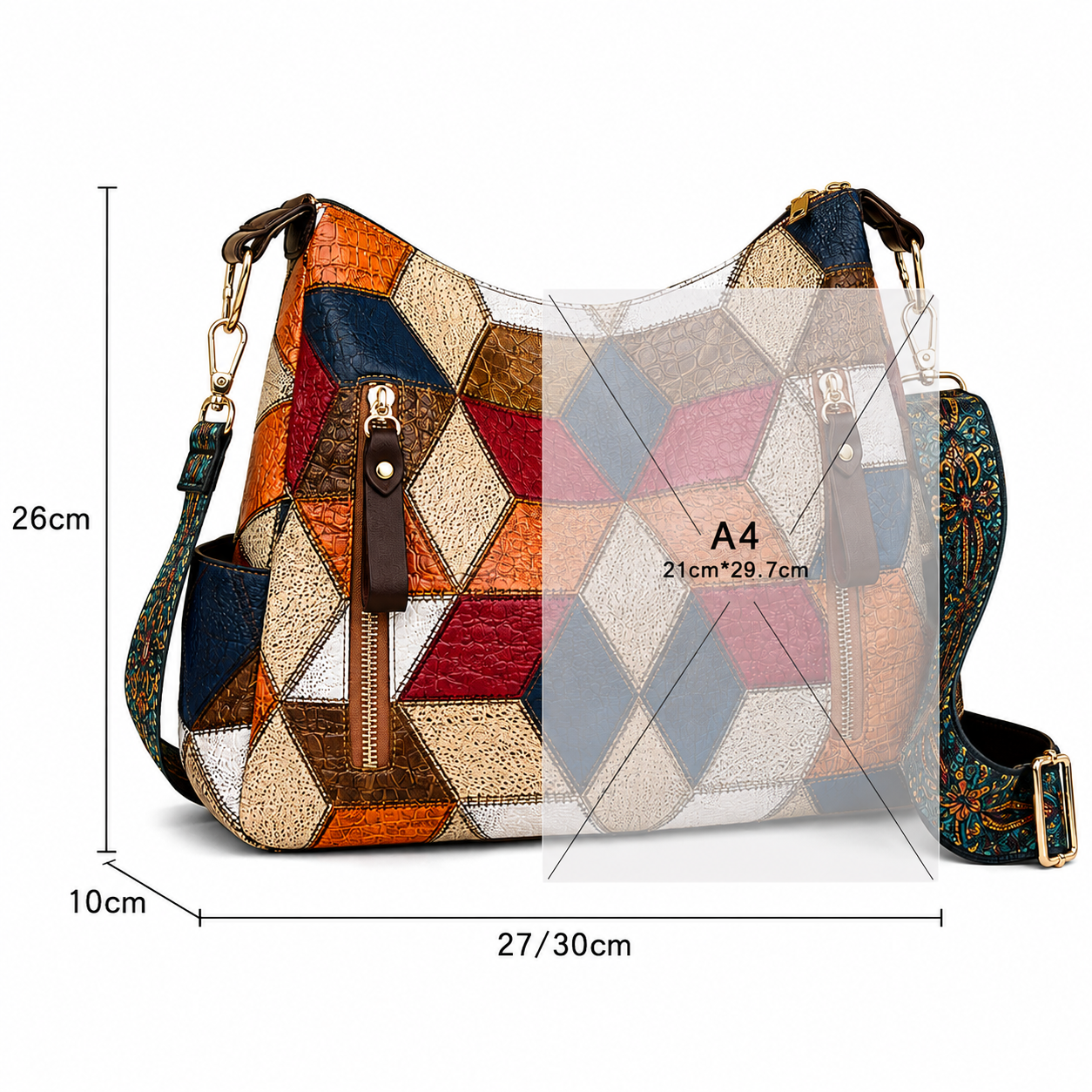 Renata - Bolso con Bandolera Elegante de Cuero Hecho a Mano