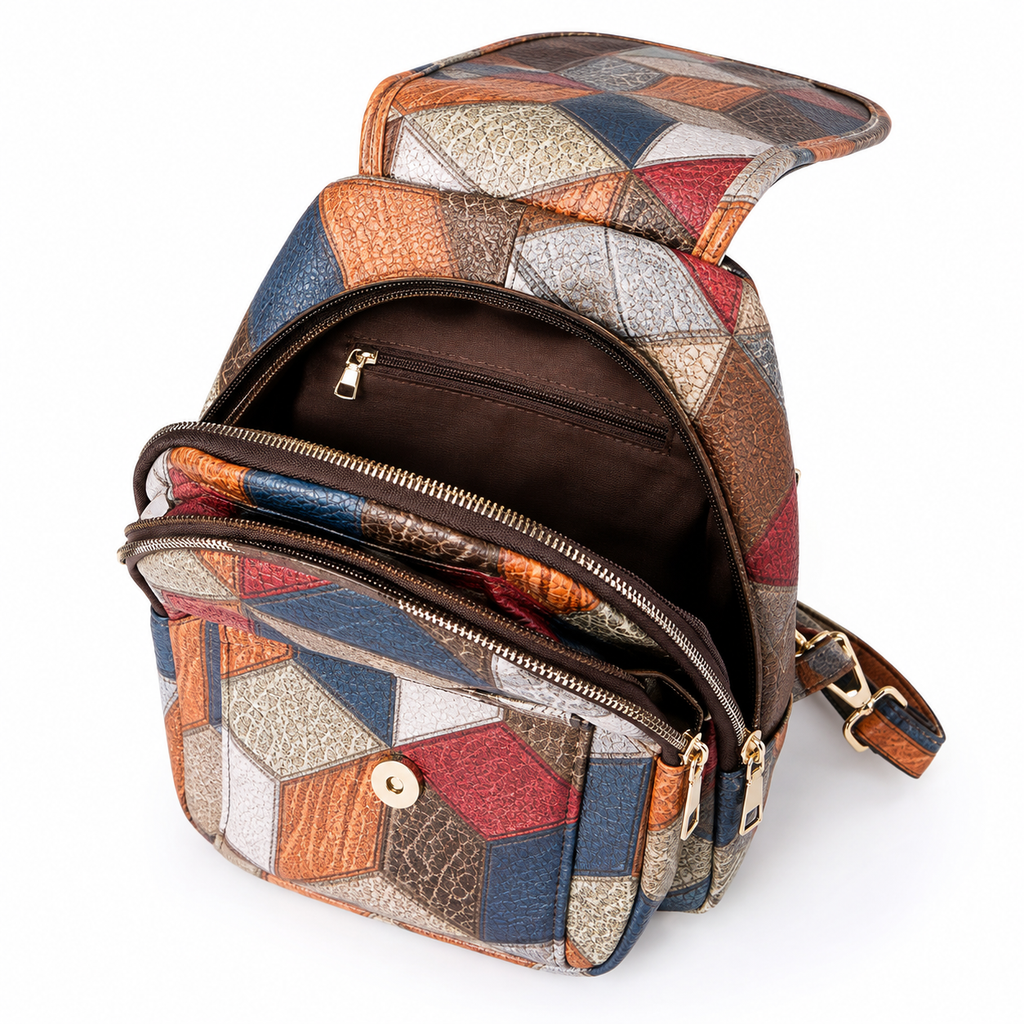 Mochila de hombro artesanal multifuncional