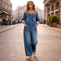 Binta - Mono de Denim con Hombros Descubiertos