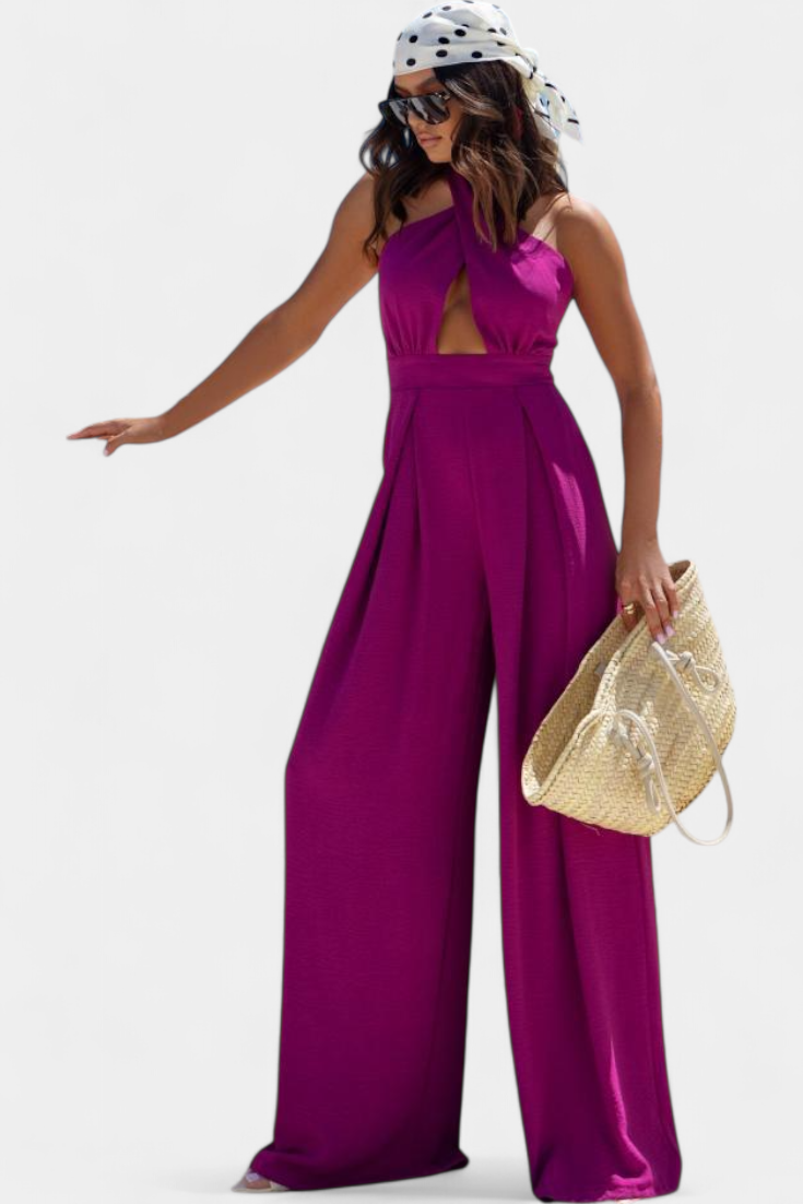 Jessica Mono Halter Cruzado sin Espalda y Pierna Ancha