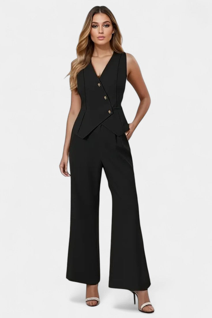 Heskia Conjunto de Chaleco Sin Mangas y Pantalones de Pierna Ancha