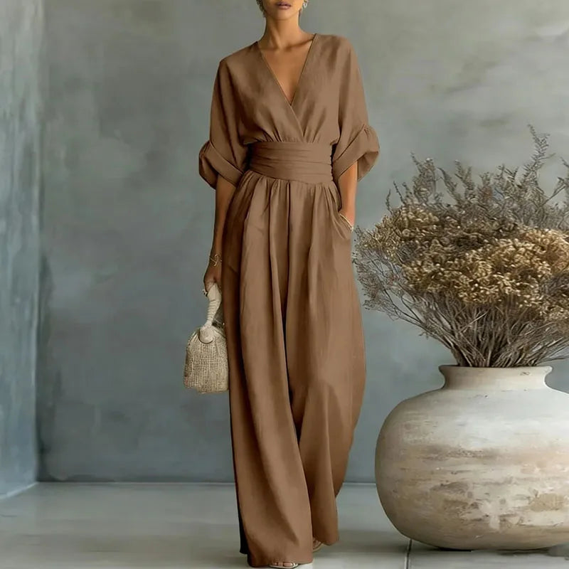 Ciarra - Mono Elegante de Algodón Fluido Ajustado