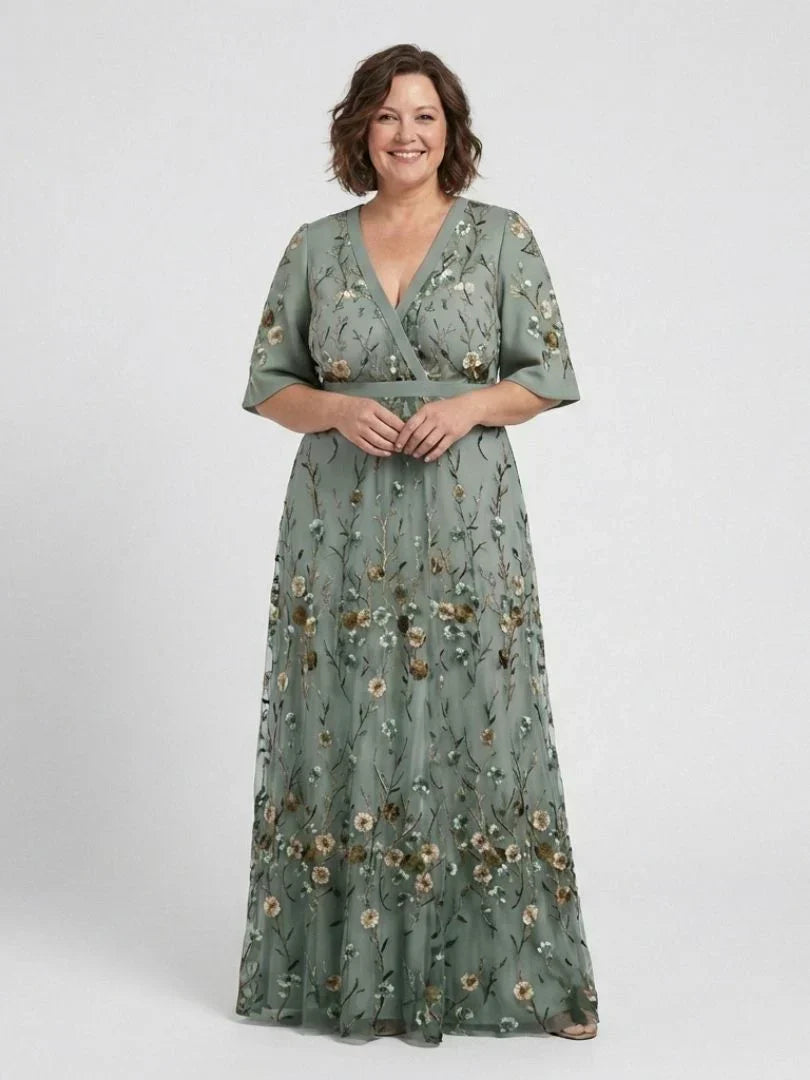 Annie - Vestido Largo Refinado Bordado con Flores