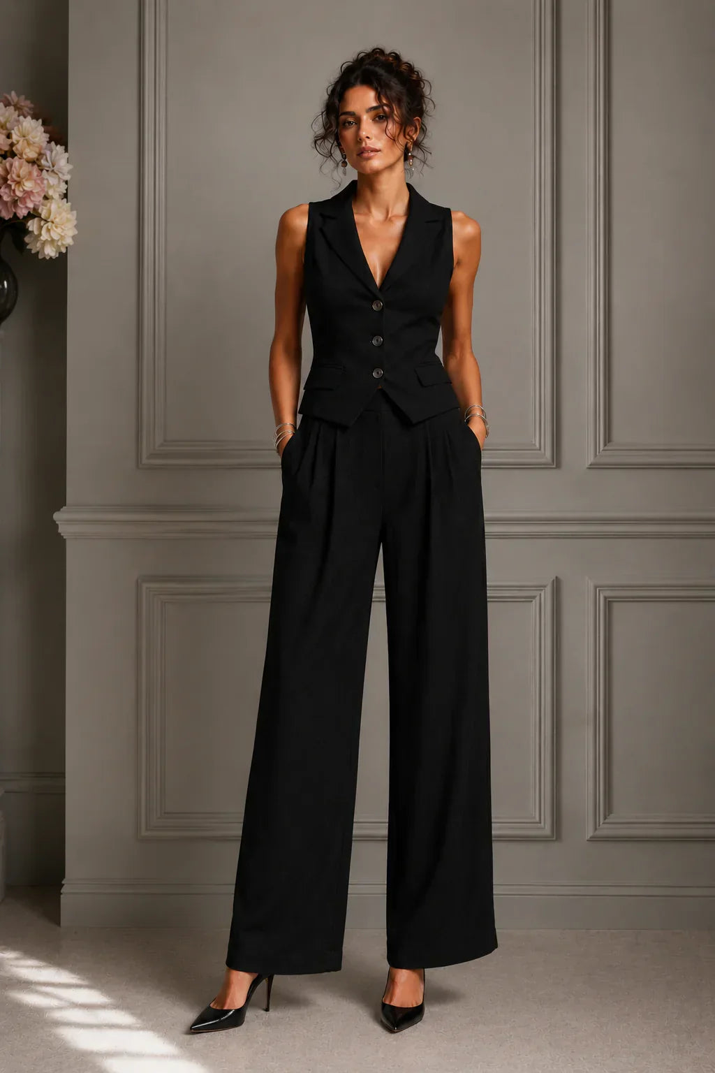 Jelena - Conjunto Chic Chaleco y Pantalón Clásico