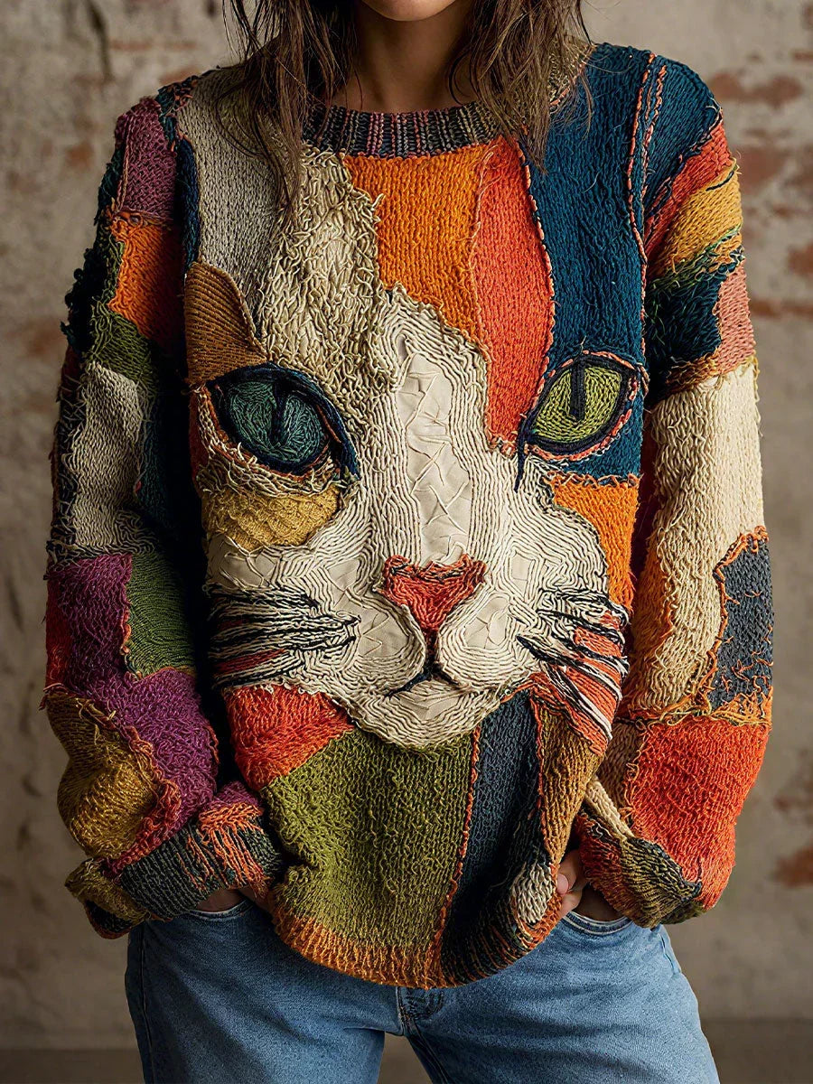 Chalice - Suéter Con Gato De Patchwork